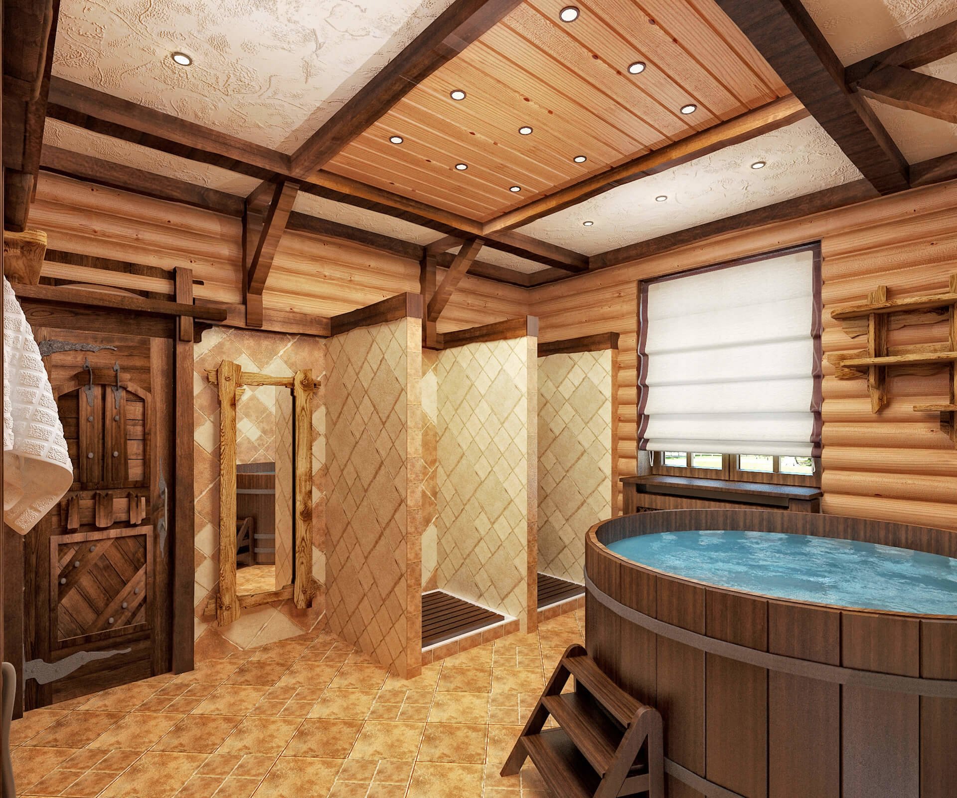 Дизайн бани сауны с комнатой отдыха